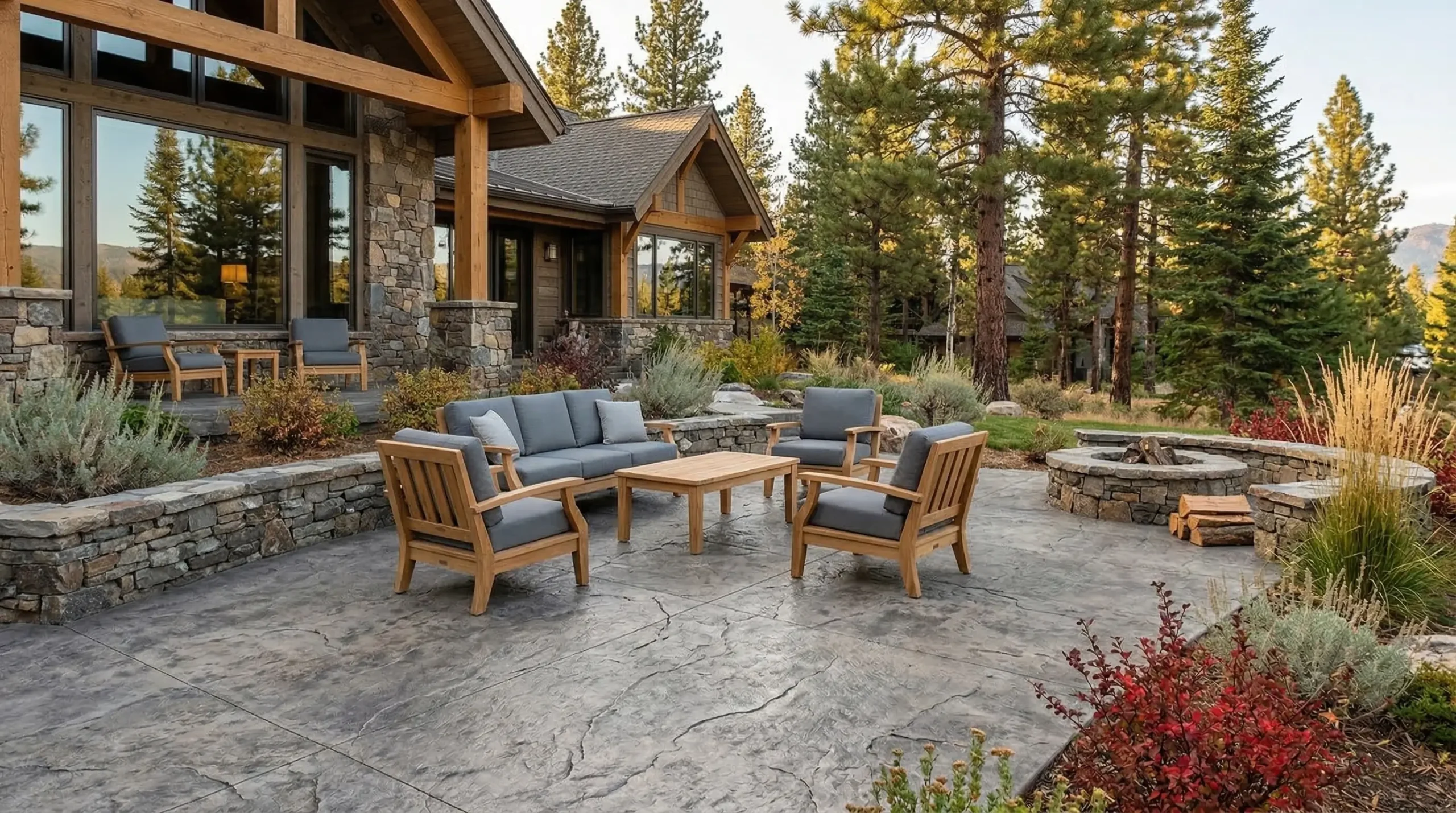 rough stone stamped concrete